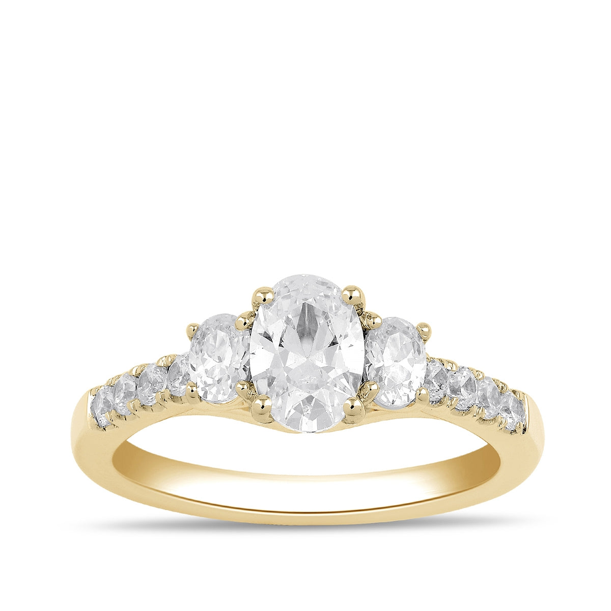 Adamante 1-1/2 ct. tw. Lab-Grown Oval Diamond Trio Engagement Ring in 14K Yellow Gold
