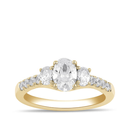 Adamante 1-1/2 ct. tw. Lab-Grown Oval Diamond Trio Engagement Ring in 14K Yellow Gold