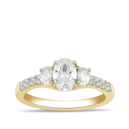 Adamante 1-1/2 ct. tw. Lab-Grown Oval Diamond Trio Engagement Ring in 14K Yellow Gold