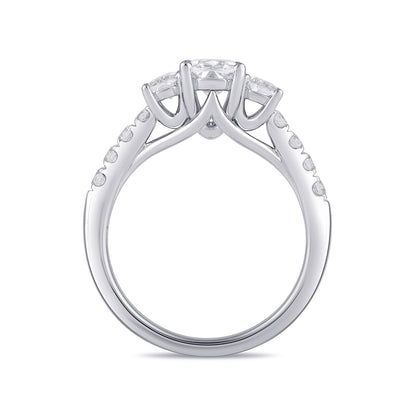 Adamante 2 ct. tw. Lab-Grown Oval Diamond Trio Engagement Ring in 14K White Gold side profile