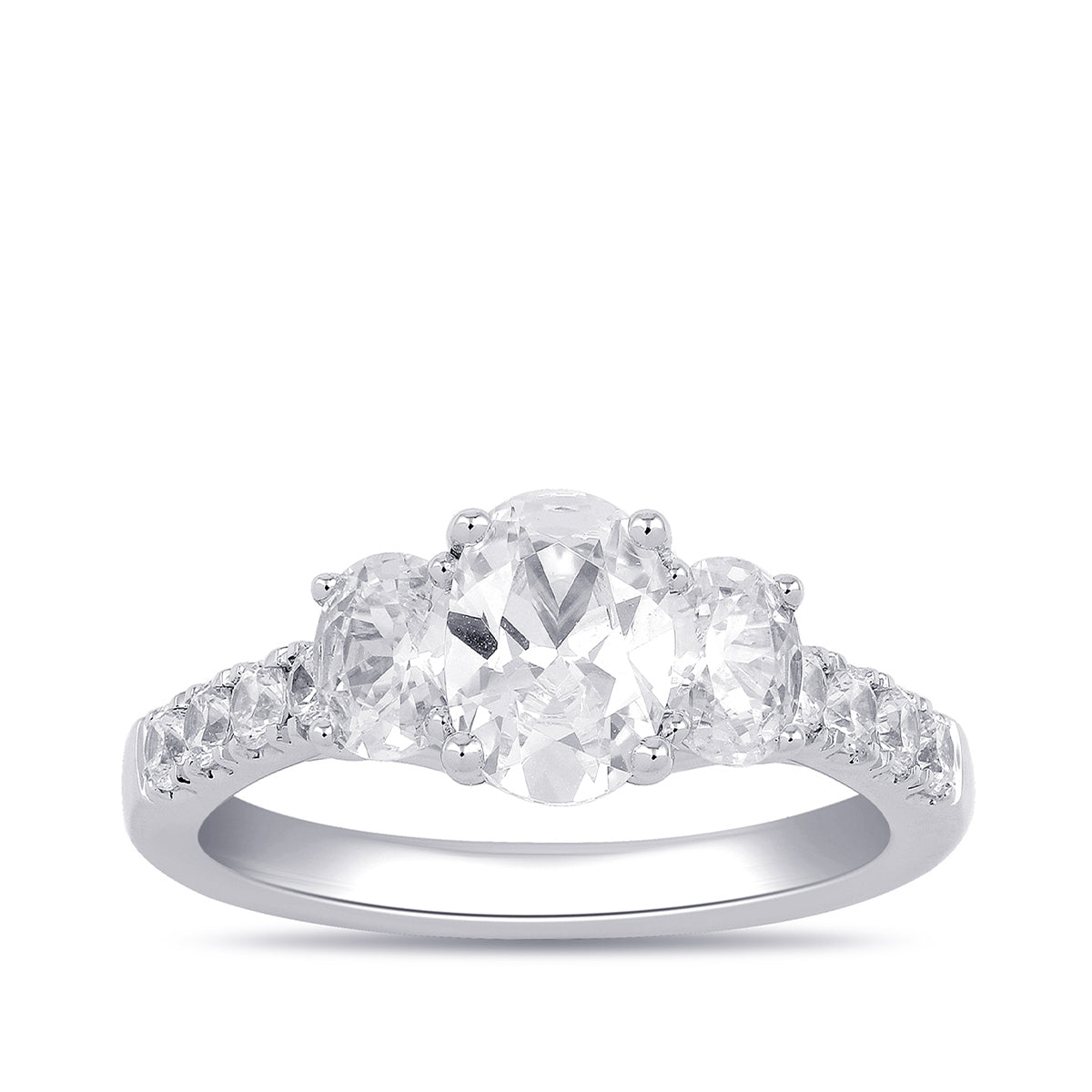 Adamante 2 ct. tw. Lab-Grown Oval Diamond Trio Engagement Ring in 14K White Gold
