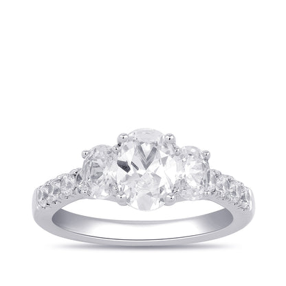 Adamante 2 ct. tw. Lab-Grown Oval Diamond Trio Engagement Ring in 14K White Gold