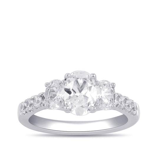 Adamante 2 ct. tw. Lab-Grown Oval Diamond Trio Engagement Ring in 14K White Gold