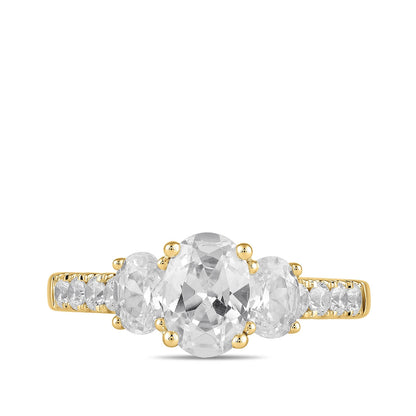 Adamante 2 ct. tw. Lab-Grown Oval Diamond Trio Engagement Ring in 14K Yellow Gold close-up detail