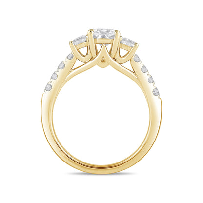 Adamante 2 ct. tw. Lab-Grown Oval Diamond Trio Engagement Ring in 14K Yellow Gold side profile