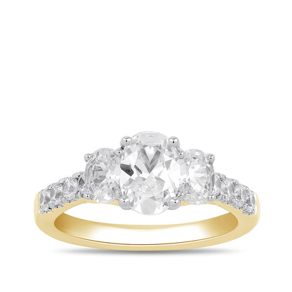 Adamante 2 ct. tw. Lab-Grown Oval Diamond Trio Engagement Ring in 14K Yellow Gold
