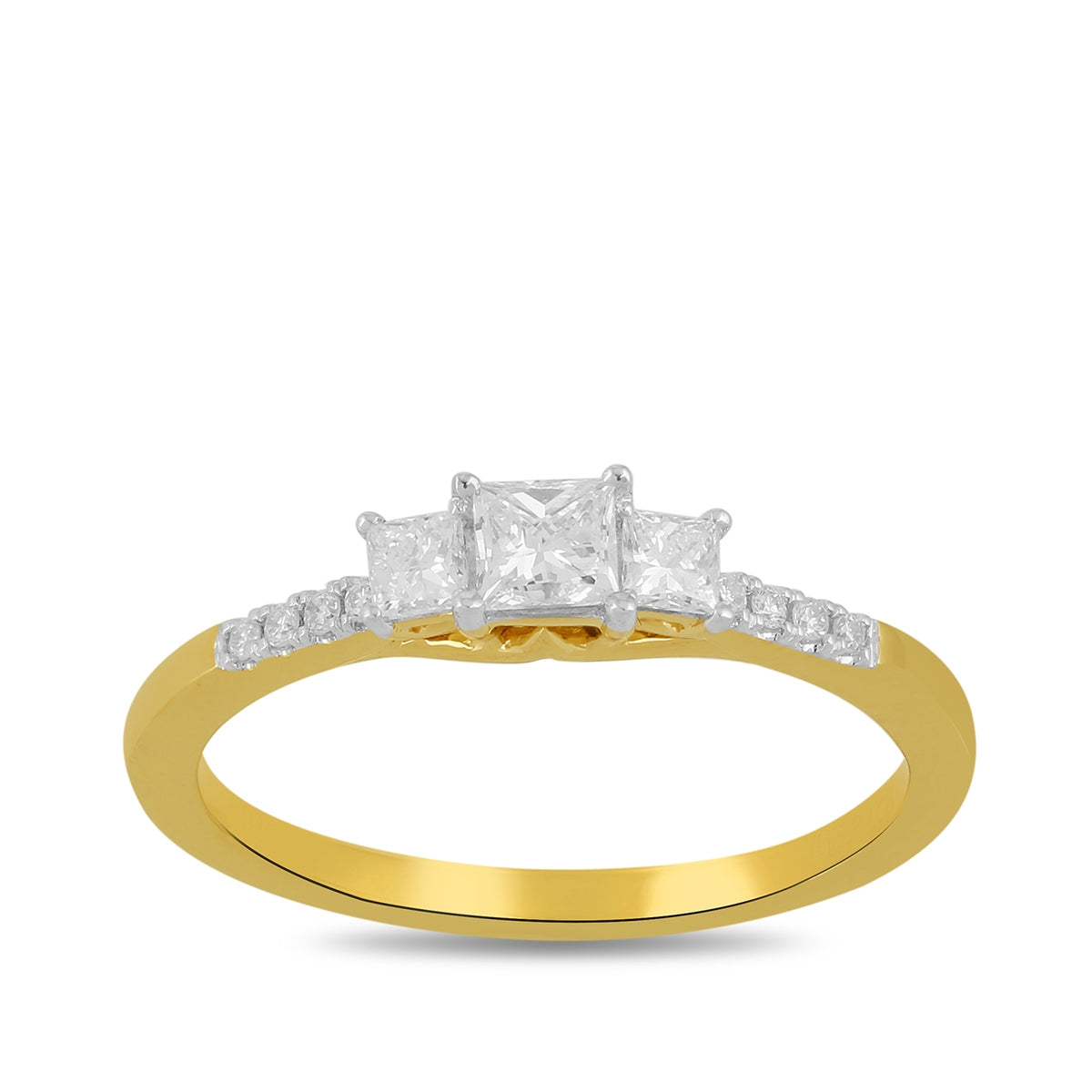 Adamante 3/4 ct. tw. Lab-Grown Princess Cut Diamond Trio Engagement Ring in 14K Yellow Gold
