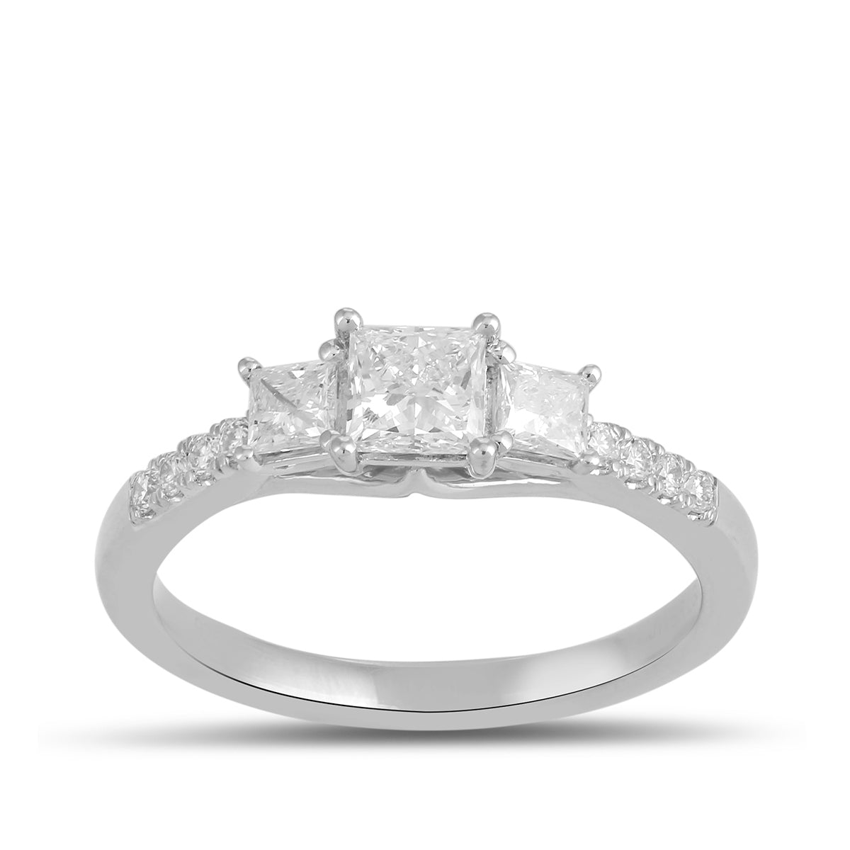 Adamante 1 ct. tw. Lab-Grown Princess Cut Diamond Trio Engagement Ring in 14K White Gold