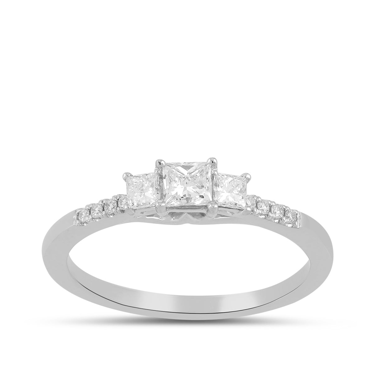 Adamante 1/2 ct. tw. Lab-Grown Princess Cut Diamond Trio Engagement Ring in 14K White Gold