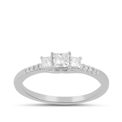 Adamante 1/2 ct. tw. Lab-Grown Princess Cut Diamond Trio Engagement Ring in 14K White Gold