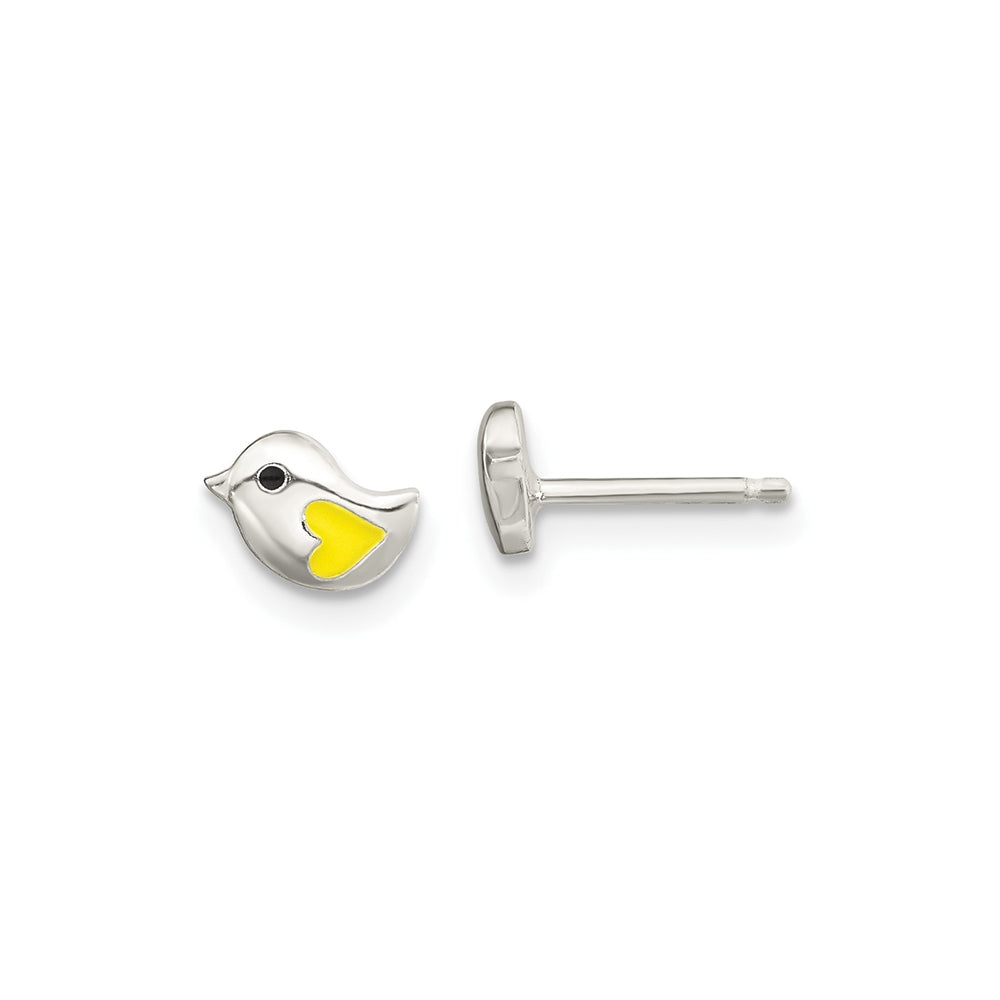 Children's Enamel Bird Pendant & Earring Set in Sterling Silver front view