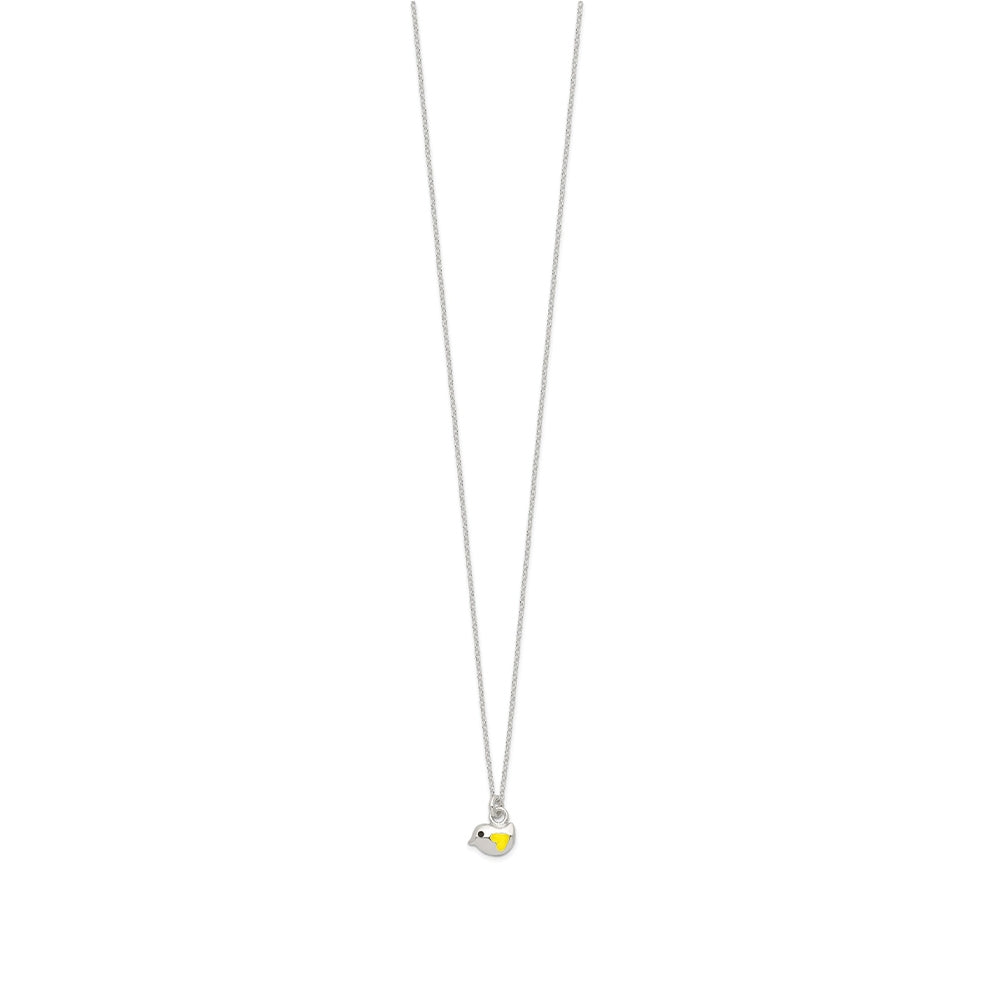 Children's Enamel Bird Pendant & Earring Set in Sterling Silver side profile