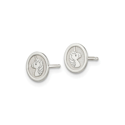 Children's Unicorn Circle Pendant & Earring Set in Sterling Silver close-up detail