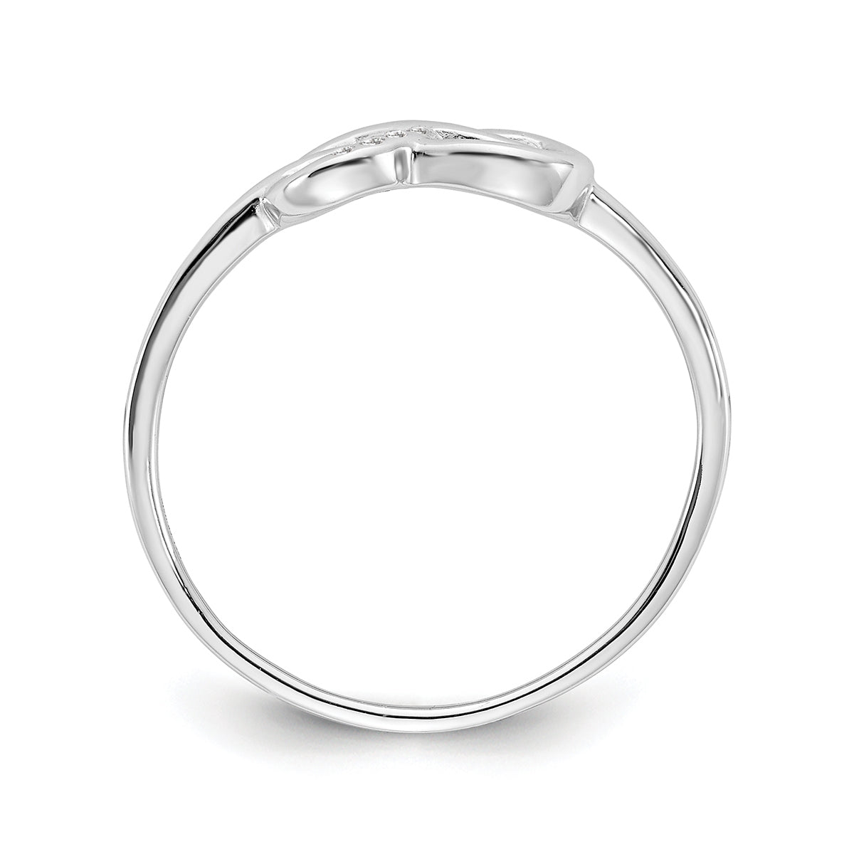Love Knot Diamond Accent Infinity Knot Ring in Rhodium Plated Sterling Silver front view