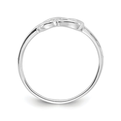Love Knot Diamond Accent Infinity Knot Ring in Rhodium Plated Sterling Silver front view