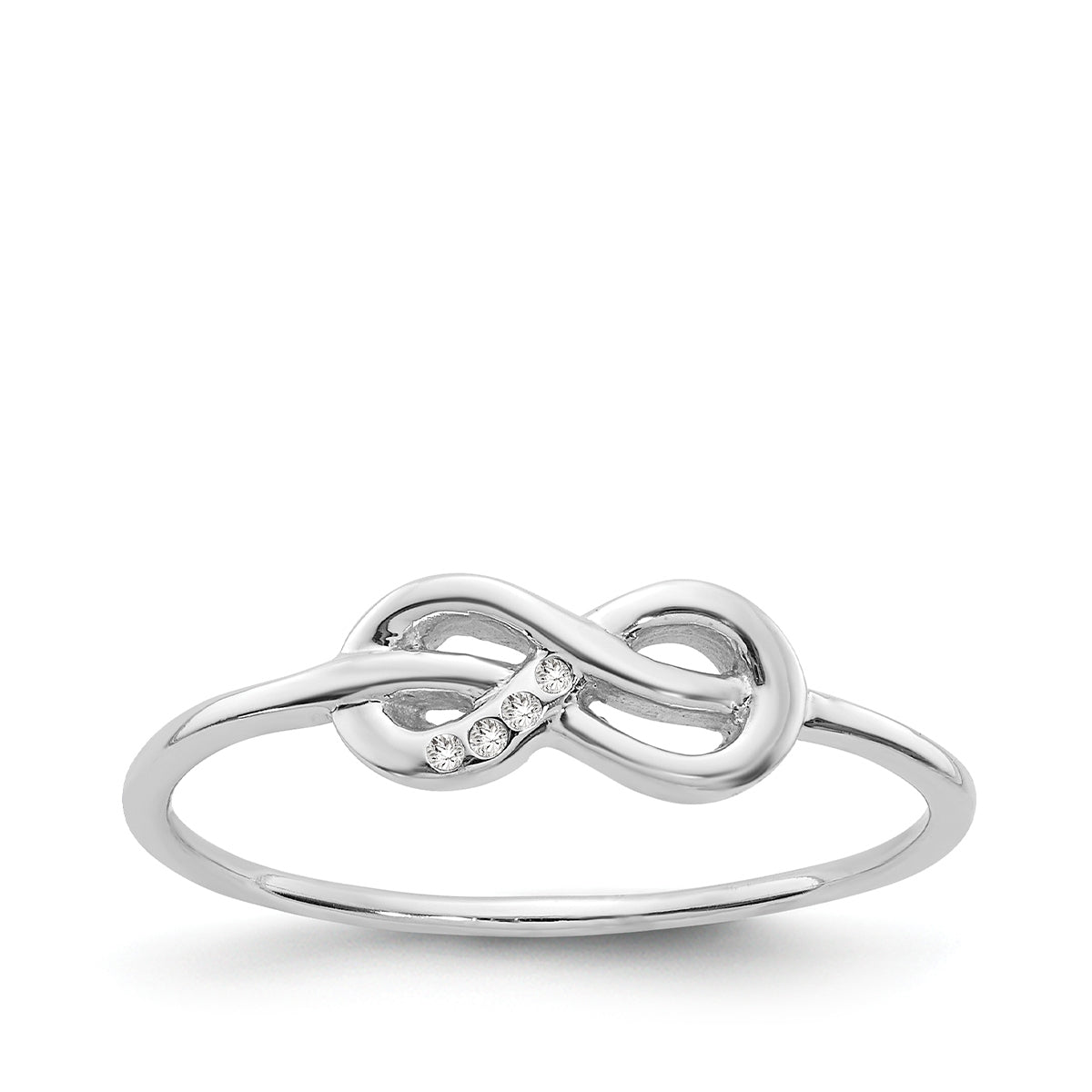 Love Knot Diamond Accent Infinity Knot Ring in Rhodium Plated Sterling Silver