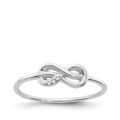 Love Knot Diamond Accent Infinity Knot Ring in Rhodium Plated Sterling Silver