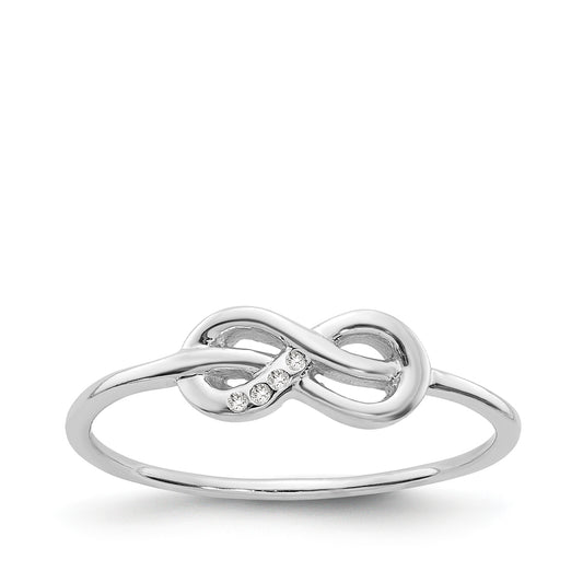 Love Knot Diamond Accent Infinity Knot Ring in Rhodium Plated Sterling Silver