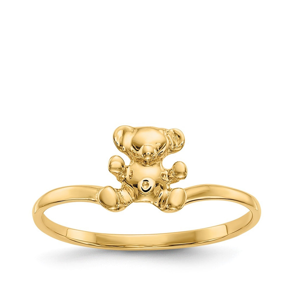Children's Polished Teddy Bear Ring in 14K Yellow Gold