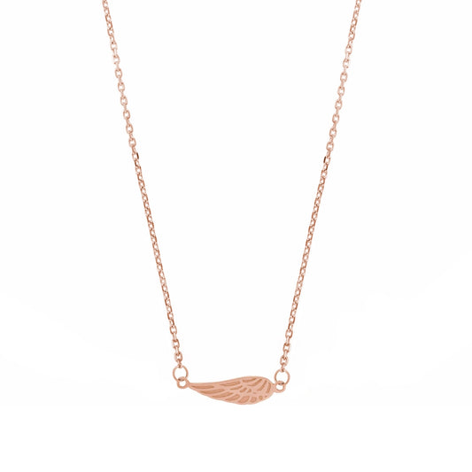 Angel Wing Necklace in 14K Pink Gold