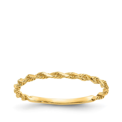 Diamond Cut Twist Stackable Ring in 14K Yellow Gold