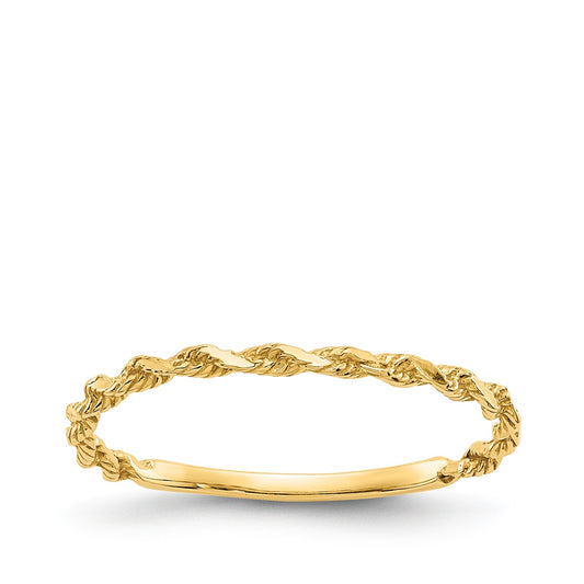 Diamond Cut Twist Stackable Ring in 14K Yellow Gold