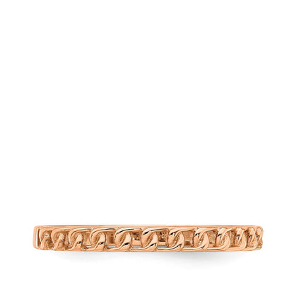 Chain Link Stackable Ring in 14K Pink Gold close-up detail