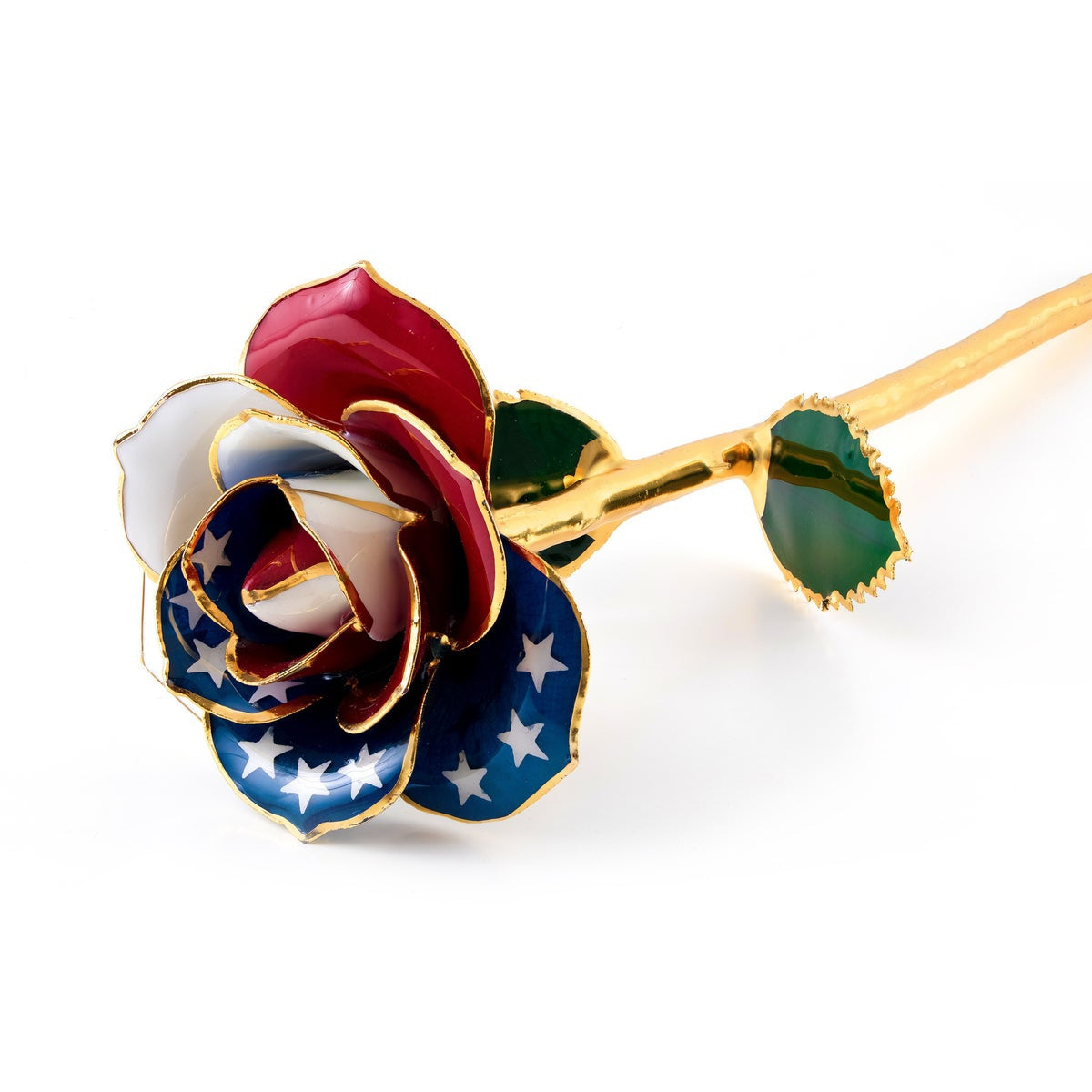 24K Gold Dipped American Glory Rose front view