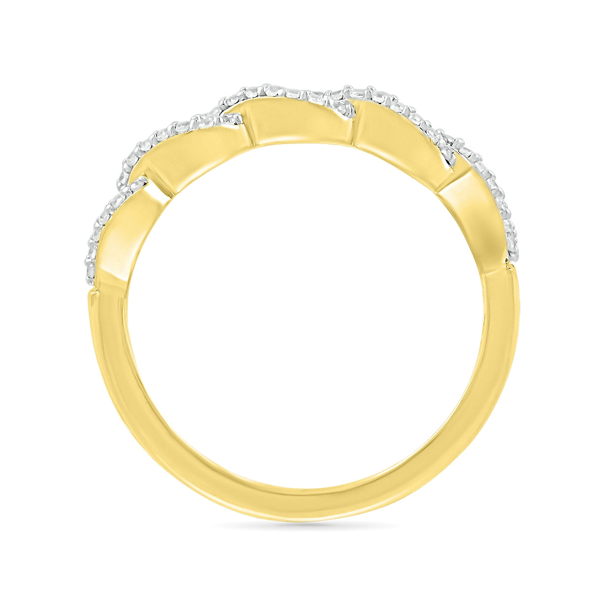 1/10 ct. tw. Diamond Pear-Link Ring in 10K Yellow Gold close-up detail