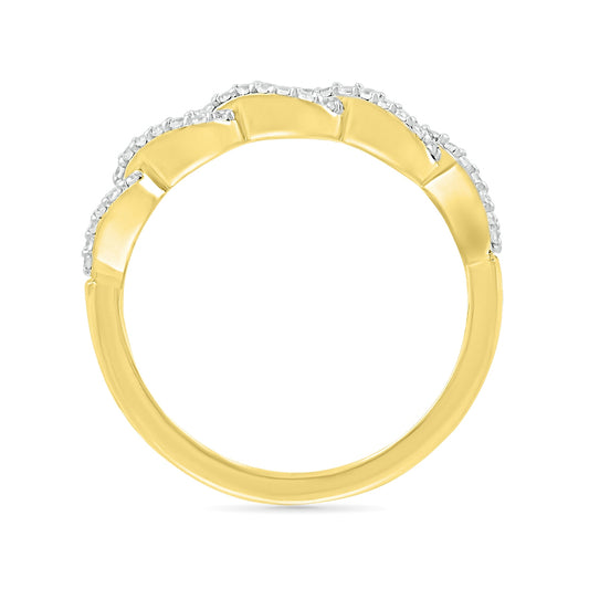 1/10 ct. tw. Diamond Pear-Link Ring in 10K Yellow Gold close-up detail