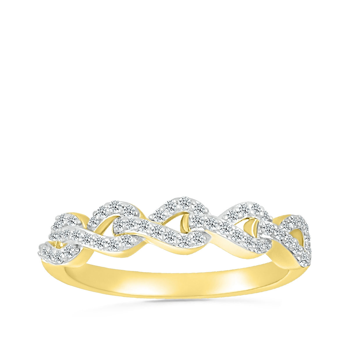 1/10 ct. tw. Diamond Pear-Link Ring in 10K Yellow Gold