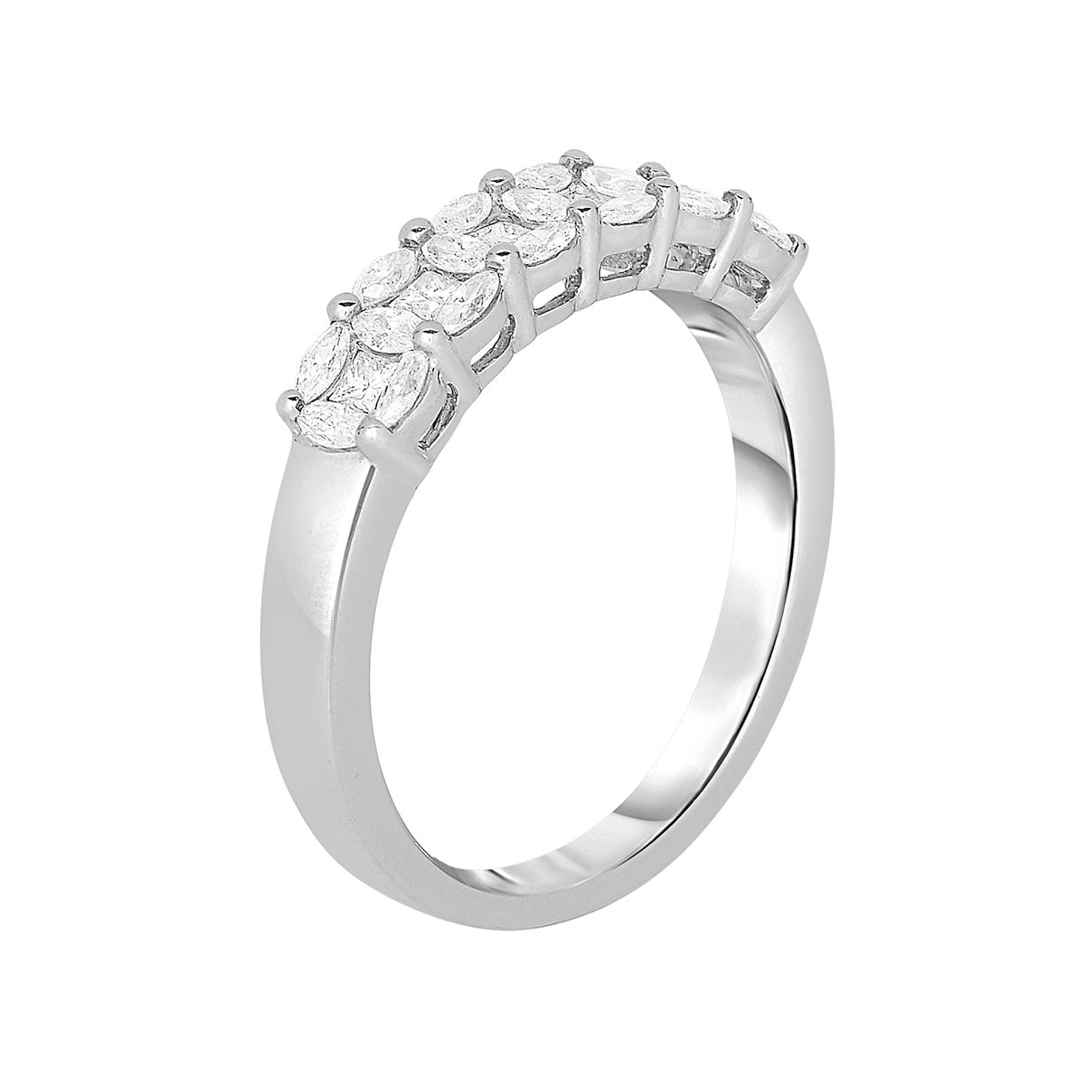 5/8 ct. tw. Princess Cut & Marquise Diamond Anniversary Ring in 14K White Gold front view