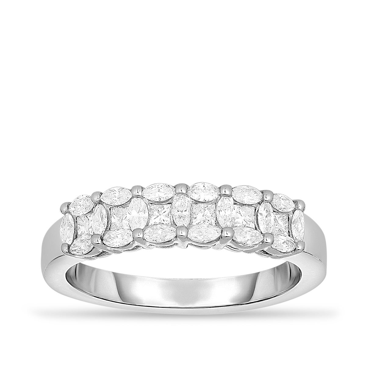5/8 ct. tw. Princess Cut & Marquise Diamond Anniversary Ring in 14K White Gold