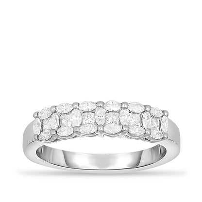 5/8 ct. tw. Princess Cut & Marquise Diamond Anniversary Ring in 14K White Gold