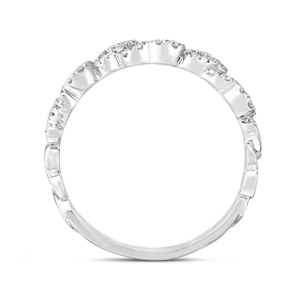 3/8 ct. tw. Round Diamond with Heart-Shaped Halo Ring in 14K White Gold front view