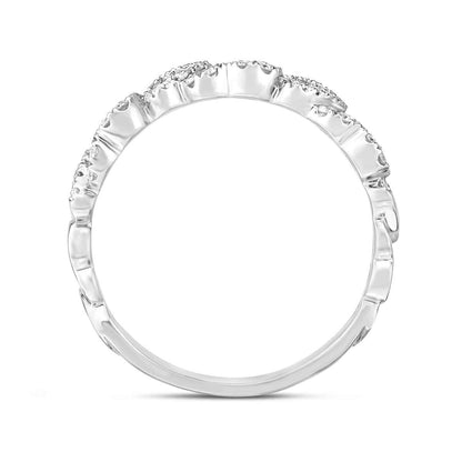 3/8 ct. tw. Round Diamond with Heart-Shaped Halo Ring in 14K White Gold front view