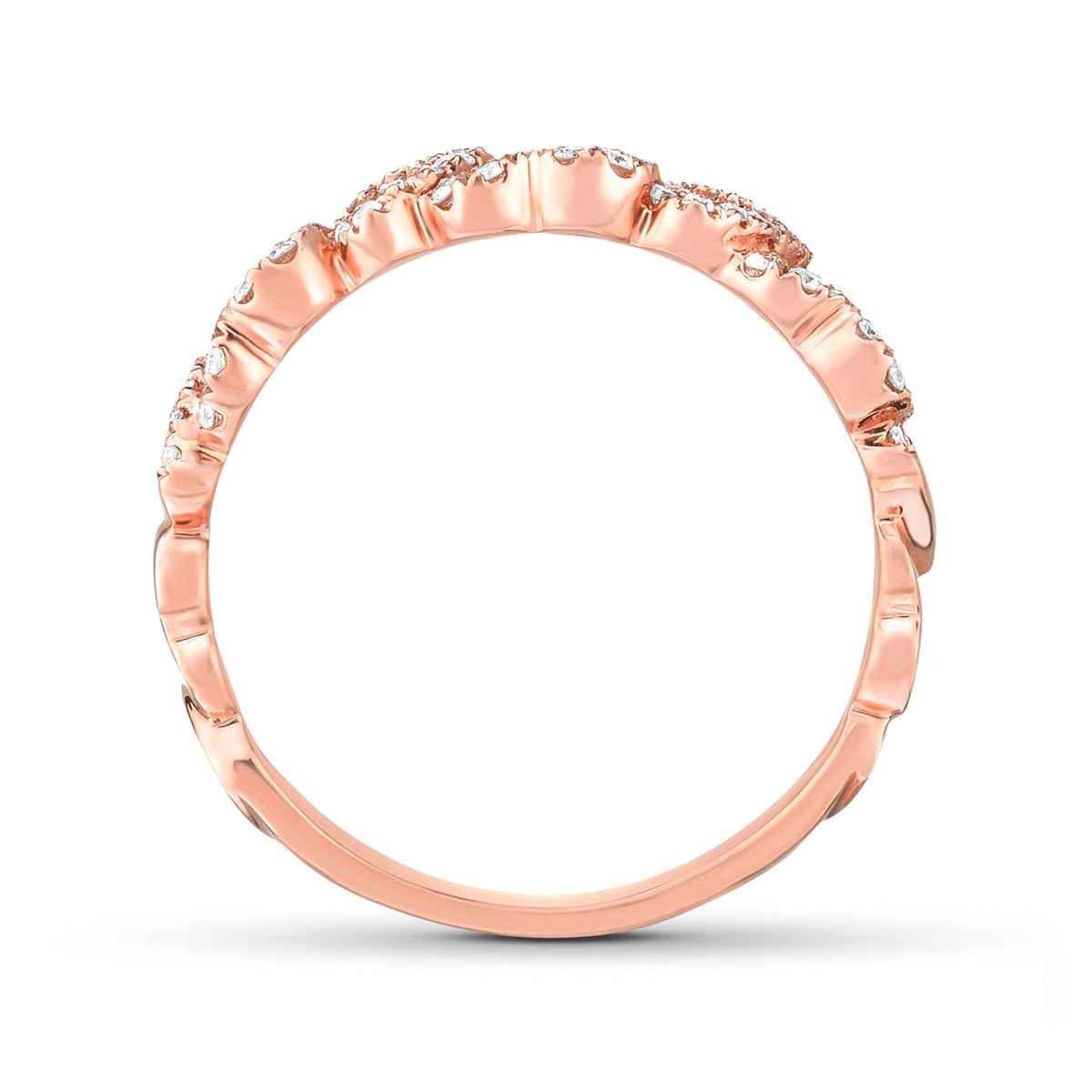 3/4 ct. tw. Round Diamond with Heart-Shaped Halo Ring in 14K Pink Gold front view