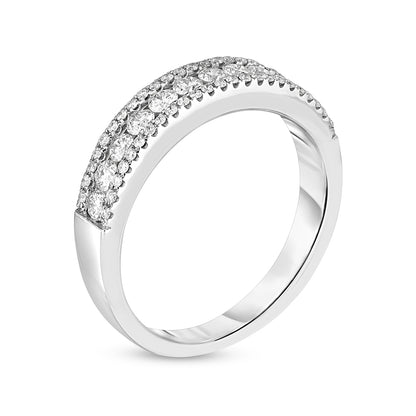 1/2 ct. tw. Round Diamond Multirow Anniversary Ring in 10K White Gold front view