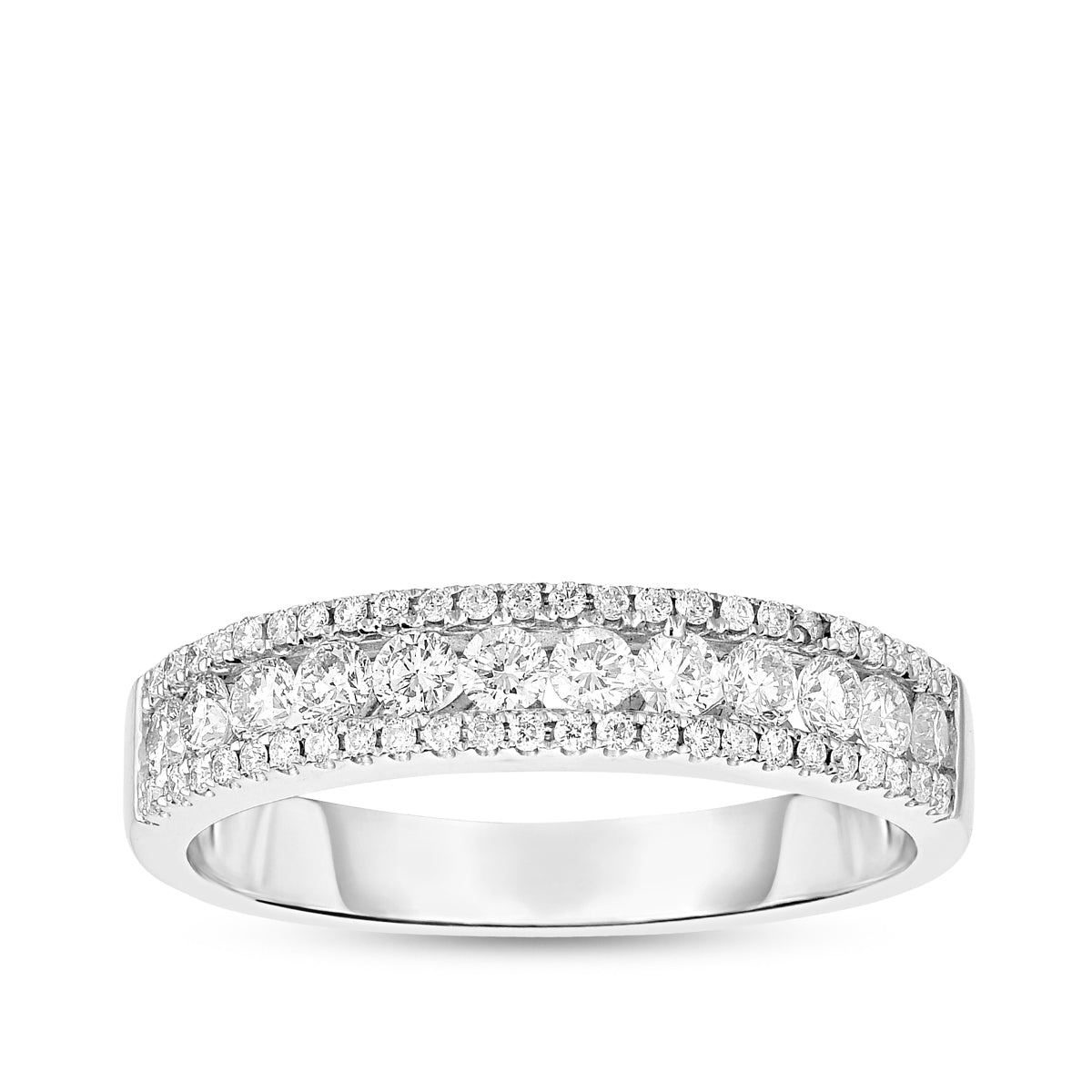 1/2 ct. tw. Round Diamond Multirow Anniversary Ring in 10K White Gold