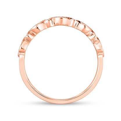 Perfect Match 1/5 ct. tw. Round Diamond Twist Milgrain Stackable Anniversary Ring in 10K Pink Gold front view