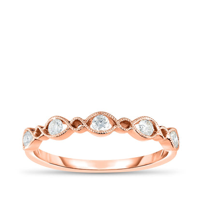 Perfect Match 1/5 ct. tw. Round Diamond Twist Milgrain Stackable Anniversary Ring in 10K Pink Gold