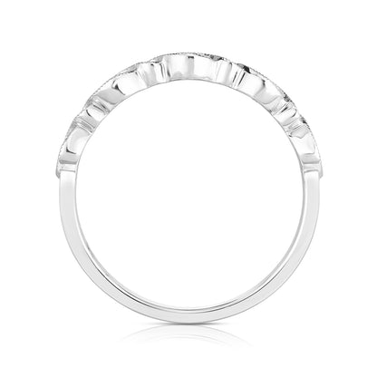 Perfect Match 1/5 ct. tw. Round Diamond Twist Milgrain Stackable Anniversary Ring in 10K White Gold front view