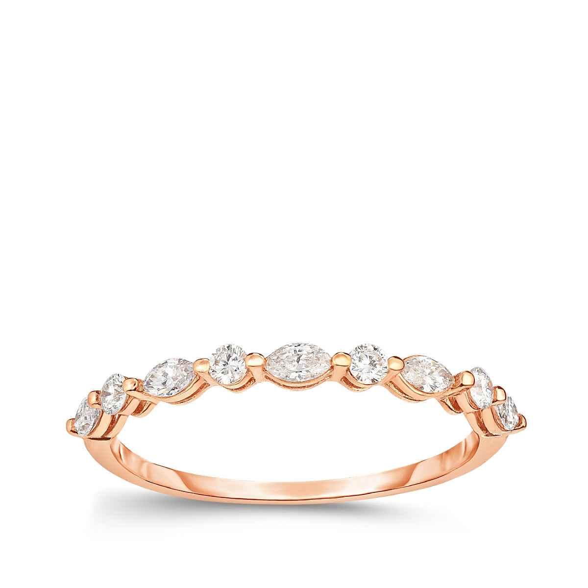 Perfect Match 1/4 ct. tw. Round and Marquise 9-Stone Diamond Stackable Ring in 14K Pink Gold