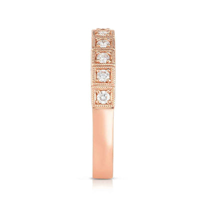 Perfect Match 1/4 ct. tw. Diamond Stackable Ring with Milgrain Detailing in 10K Pink Gold close-up detail