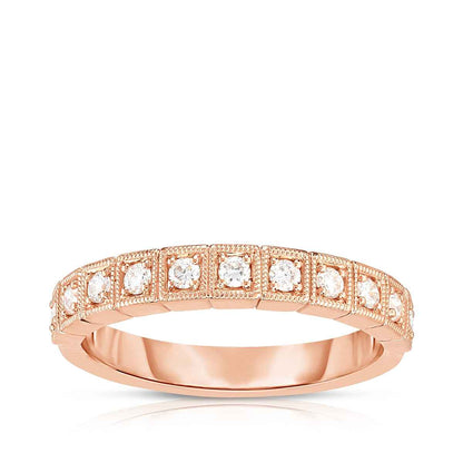 Perfect Match 1/4 ct. tw. Diamond Stackable Ring with Milgrain Detailing in 10K Pink Gold