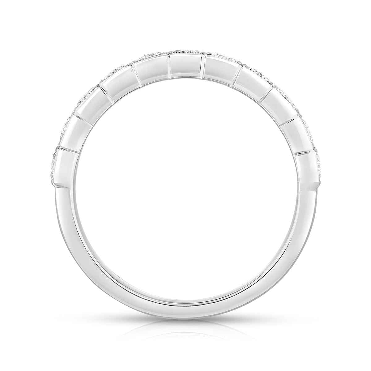 Perfect Match 1/4 ct. tw. Diamond Stackable Ring with Milgrain Detailing in 10K White Gold front view