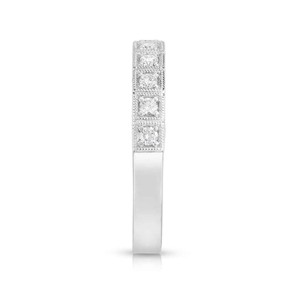 Perfect Match 1/4 ct. tw. Diamond Stackable Ring with Milgrain Detailing in 10K White Gold close-up detail
