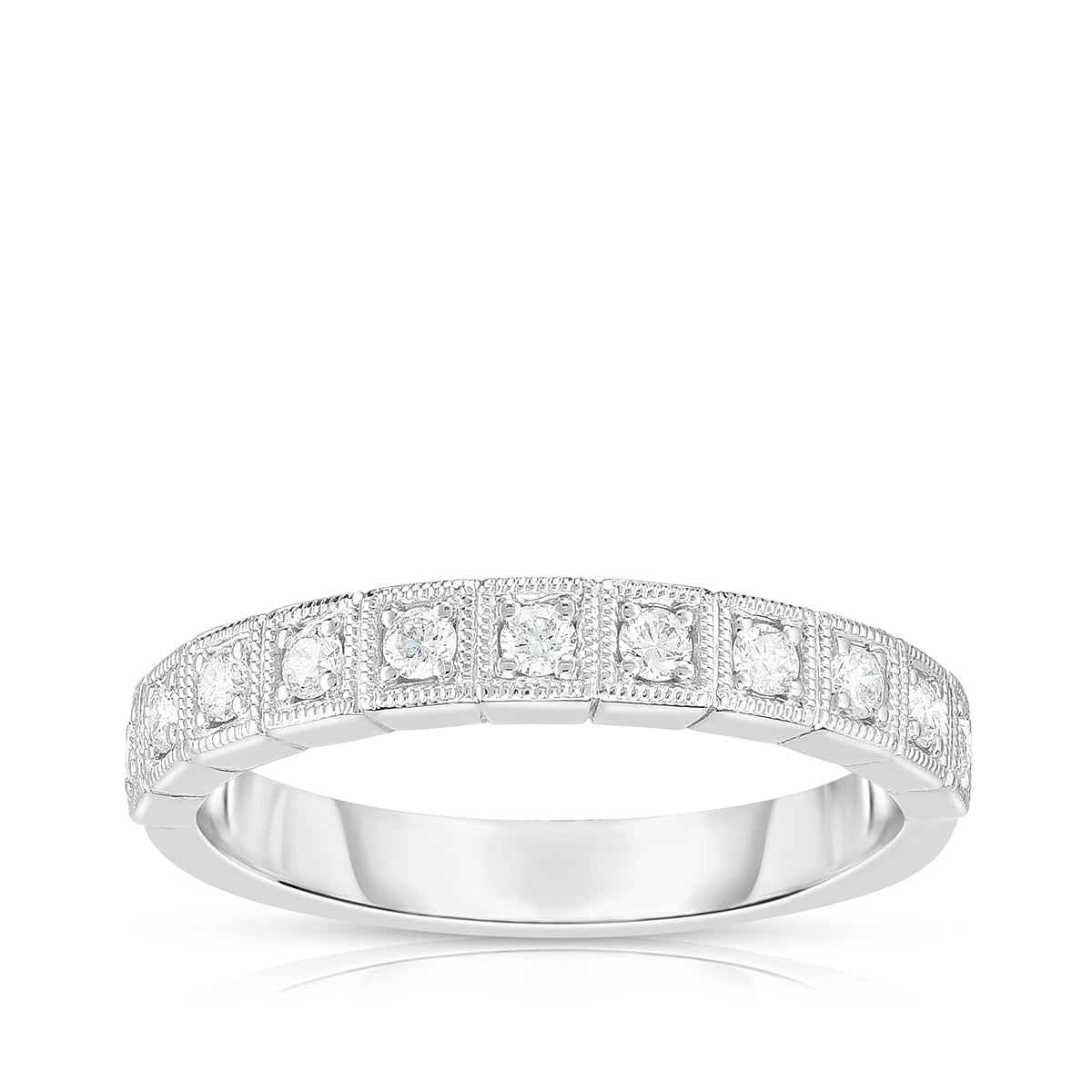 Perfect Match 1/4 ct. tw. Diamond Stackable Ring with Milgrain Detailing in 10K White Gold