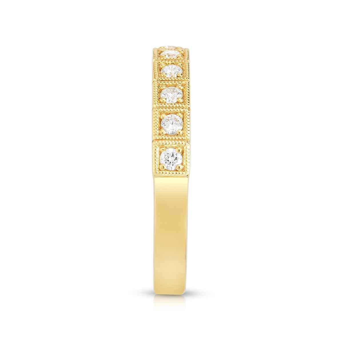 Perfect Match 1/4 ct. tw. Diamond Stackable Ring with Milgrain Detailing in 10K Yellow Gold close-up detail
