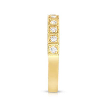 Perfect Match 1/4 ct. tw. Diamond Stackable Ring with Milgrain Detailing in 10K Yellow Gold close-up detail